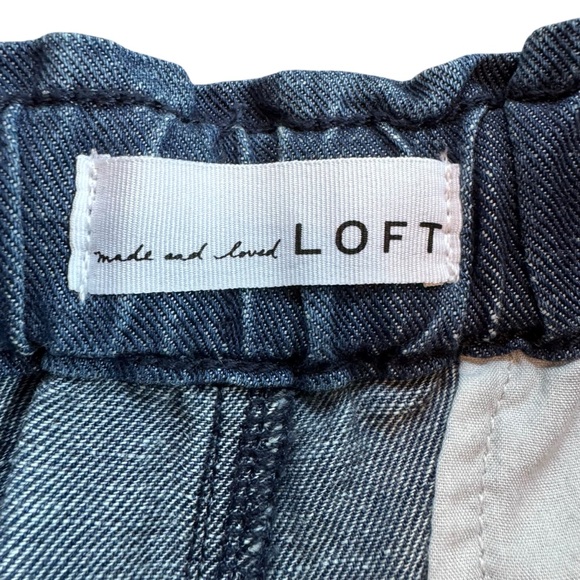 LOFT Wide Leg JEANS Sz Med Elastic Pull On Drawstring Denim Baggy Cotton Linen - Picture 5 of 7